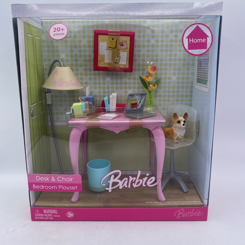Barbie Desk & Chair Bedroom Playset with Accessories 2006 Mattel #K8609 NRFB